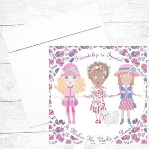 Flower Girls Greeting Cards: Friendship is Special